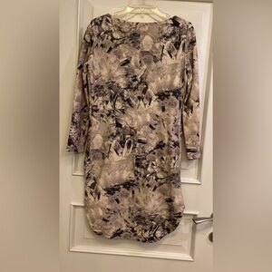 CACHAREL Elegant Black and Gray Sheath Dress with 3/4 Sleeves